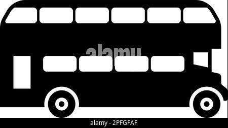 Double-decker London bus City transport double decker touristique icône noir couleur vecteur illustration image plate style simple Illustration de Vecteur