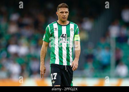 Joaquin Sanchez de Real Betis lors du match de l'UEFA Europa League, Round de 16, 2nd pieds, entre Real Betis et Manchester United, a joué au stade Benito Villamarin sur 16 mars 2023 à Séville, Espagne. (Photo par Antonio Pozo / PRESSIN) Banque D'Images