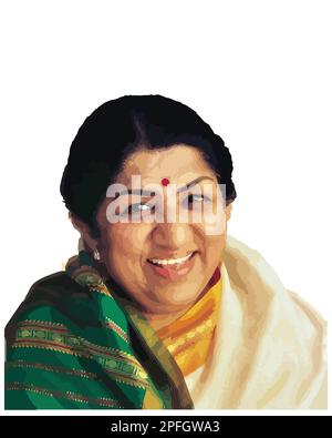 Lata Mangeshkar Indian Playback Singer Vector Illustration image Illustration de Vecteur