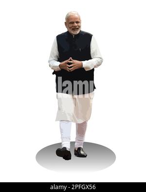 Narendra Modi (Narendrabhai Damodadas Modi) 14th Premier ministre de l'Inde image vectorielle Illustration de Vecteur