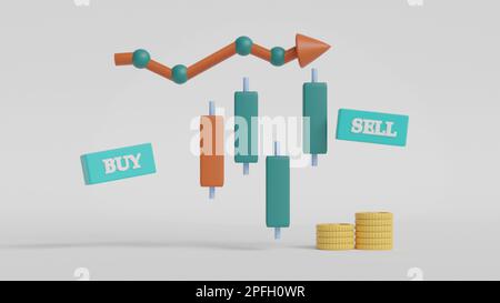 3d illustration de la négociation de crypto-monnaie du concept de rendu. Banque D'Images