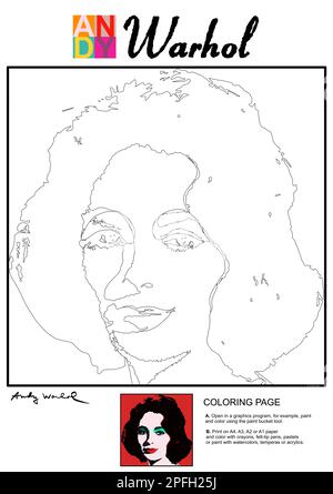 Page de coloriage d'Andy Warhol Banque D'Images
