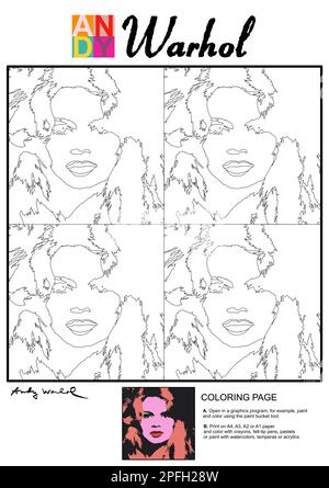 Page de coloriage d'Andy Warhol Banque D'Images