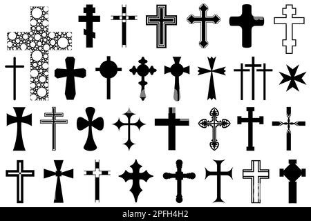 Collection de différentes croix isolées sur blanc Banque D'Images