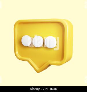 Bulle de voix jaune réaliste 3D avec points. Symbole de notification de boîte de dialogue et de discussion. Illustration vectorielle Illustration de Vecteur