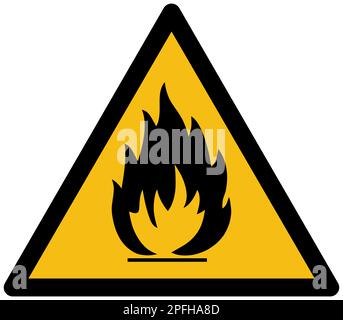 Panneau de matériau inflammable ISO 7010 Banque D'Images