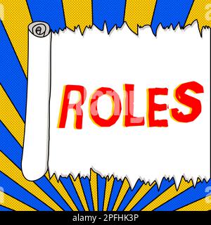 Rôles d'affichage conceptuel. Business vitrine partie jouée par la personne chose en particulier situation acteur profession Banque D'Images