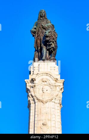 Sculpture en métal sur le monument ou la pièce d'art Le premier marquis de Pombal, véritable nom, était Sebastião José de Carvalho e Melo. Il semble désite Banque D'Images