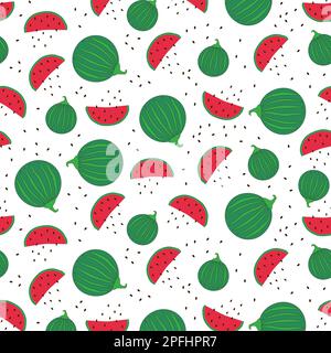 Motif estival sans couture avec pastèques sur fond blanc. Vecteur Illustration de Vecteur