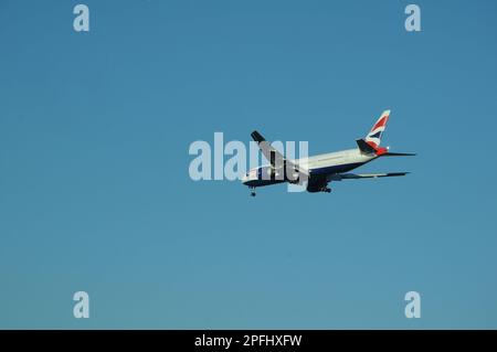 TEMPA / FLORIDE / ETATS-UNIS - 02 DÉCEMBRE 2017. Vol commercial British Airways atterrissant à l'aéroport international de Tempa, en Floride, aux États-Unis (Photo.Francis Dean/Dean Pictures) Banque D'Images