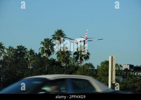 TEMPA / FLORIDE / ETATS-UNIS - 02 DÉCEMBRE 2017. Vol commercial British Airways atterrissant à l'aéroport international de Tempa, en Floride, aux États-Unis (Photo.Francis Dean/Dean Pictures) Banque D'Images