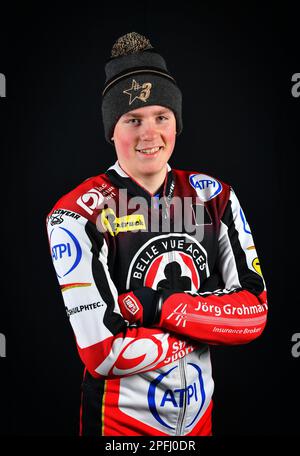 Norick Blodorn de Belle vue Aces lors de la Journée des médias de Belle vue Aces au National Speedway Stadium, Manchester, le mercredi 15th mars 2023. (Photo : Eddie Garvey | MI News) Banque D'Images