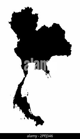 Silhouette de carte de Thaïlande isolée sur fond blanc Illustration de Vecteur