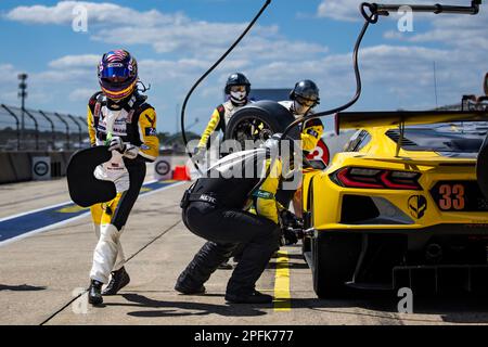 Sebring, Etats Unis. 17th mars 2023. KEATING Ben (états-unis), Corvette Racing, Chevrolet Corvette C8.R, portrait pendant les 1000 miles de Sebring 2023, 1st tour du Championnat du monde d'endurance FIA 2023, de 15 mars à 17, 2023 sur le circuit international Sebring à Sebring, Floride, États-Unis - photo Julien Delfosse/DPPI crédit: DPPI Media/Alamy Live News Banque D'Images