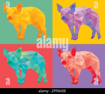 animal de porc de style moderne polygonal Illustration de Vecteur