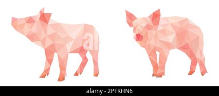 animal de porc de style moderne polygonal Illustration de Vecteur