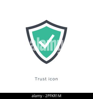 Icône de bouclier de contrôle de vecteur de confiance. Contour qualité confiance confidentialité icône sécurisée. Illustration de Vecteur