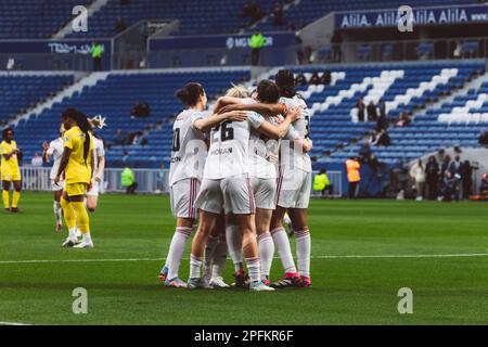 Lyon, France. 17th mars 2023. OL Team célèbre son but lors de la demi-finale du coupé de france au stade Groupama à Décines-Charpieu, France. (Pauline FIGUET/SPP) crédit: SPP Sport Press photo. /Alamy Live News Banque D'Images