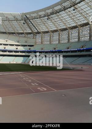 À l'intérieur d'un stade olympique vide, Bakou, Azerbaïdjan Banque D'Images