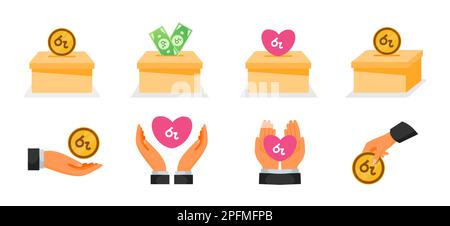 Don à l'aide des icônes d'argent de la roupie sri-lankaise Illustration de Vecteur