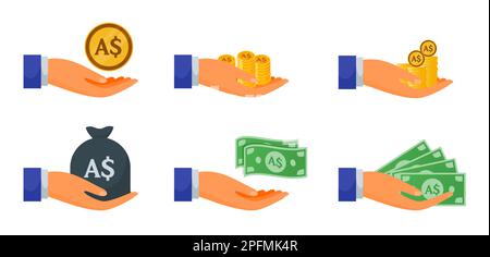 Remise d'argent et de pièces en dollars australiens Illustration de Vecteur