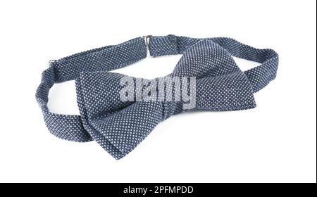 Noeud papillon bleu élégant isolé sur blanc Banque D'Images