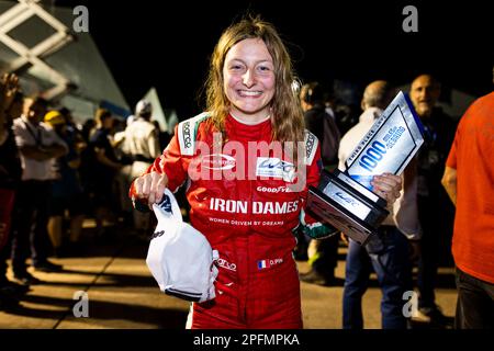 Sebring, Etats Unis. 18th mars 2023. PIN Doriane (fra), Prema Racing, Oreca 07 - Gibson, portrait, podium pendant les 1000 miles de Sebring 2023, 1st de la FIA World Endurance Championship 2023, de 15 mars à 17, 2023 sur le Sebring International Raceway à Sebring, Floride, Etats-Unis - photo Julien Delfosse/DPPI crédit : DPPI Media/Alamy Live News Banque D'Images