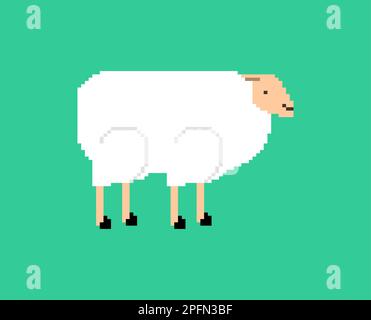 Mouton pixel art. Ewe 8 bits. Illustration vectorielle pixélisée Illustration de Vecteur