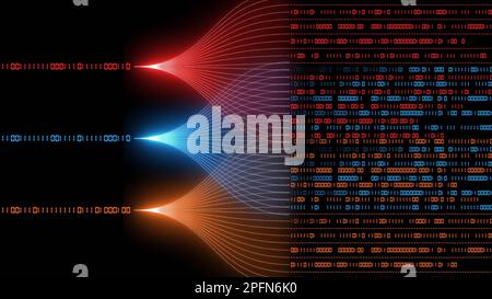 Technologie Big Data - concept de flux de données - réseau neuronal pour l'intelligence artificielle - 3D Illustration Banque D'Images