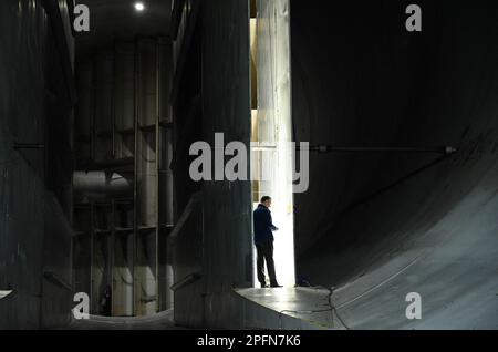 Modane Avrieux, France. 17th mars 2023. Illustration et vue des souffleries, y compris le plus grand tunnel aérodynamique sonique au monde pour les essais d'avions civils et militaires au centre d'Onera Modane-Avrieux, en France, sur 17 mars 2023. ONERA, une concentration d'installations d'essai unique au monde et un acteur clé dans l'aéronautique et la recherche spatiale, le laboratoire aérospatial français. Photo de Tomas Stevens/ABACAPRESS.COM crédit: Abaca Press/Alay Live News Banque D'Images