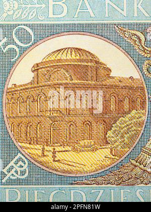 Image du bâtiment de la Banque de Pologne de 1828 à Varsovie - de l'ancien zloty polonais Banque D'Images