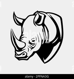 modèle d'illustration vectoriel d'icône de logo rhino head Illustration de Vecteur