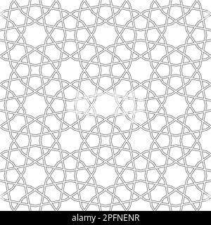 Décoration géométrique sans couture basée sur l'art islamique traditionnel noir et blanc. Excellent design pour le tissu, le textile, la couverture, le papier d'emballage, l'arrière-plan. Illustration de Vecteur