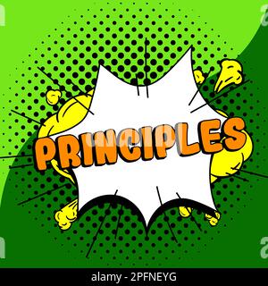 Écriture principes d'affichage de texte. Mot pour la vérité fondamentale qui sert de base à un système de croyance Banque D'Images