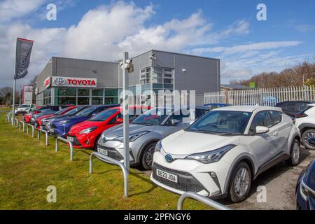 Véhicules hybrides modernes TOYOTA Corolla GR Sport à vendre, à Southport, au Royaume-Uni Banque D'Images