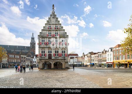 Hôtel de ville de la Cité médiévale de Gouda. Banque D'Images