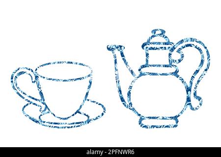 Illustration vintage Teapot et Cup Vector sur fond blanc Illustration de Vecteur