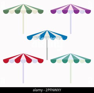 Motif vectoriel de la collection de parapluies de plage et de jardin à rayures Illustration de Vecteur