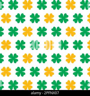 Motif de trèfle à quatre feuilles chanceux. Fond du motif symbole Shamrock de la Saint Patrick Illustration de Vecteur