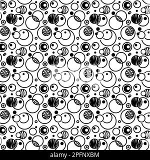 Motif à bulles de cercle noir et blanc Illustration de Vecteur