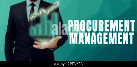 Légende conceptuelle gestion des achats. Aperçu de l'entreprise achat de biens et de services à partir de sources externes Banque D'Images