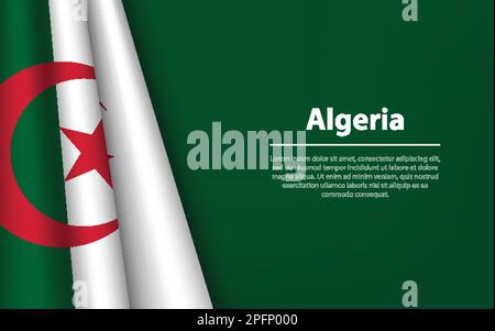 Drapeau d'onde de l'Algérie avec arrière-plan copyspace. Modèle de bannière ou de ruban vectoriel pour le jour d'indépendance Illustration de Vecteur