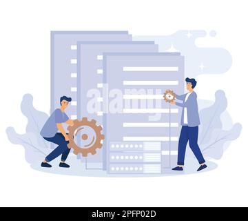 Concept de stockage de base de données, langage de programmation, outils de science des données, illustration moderne à vecteur plat Illustration de Vecteur