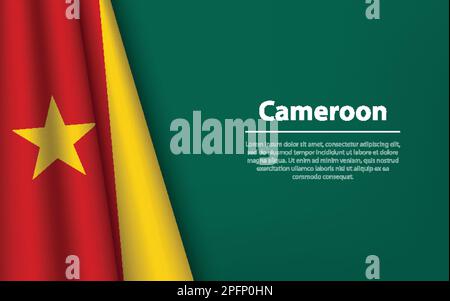 Drapeau d'onde du Cameroun avec arrière-plan copyspace. Modèle de bannière ou de ruban vectoriel pour le jour d'indépendance Illustration de Vecteur