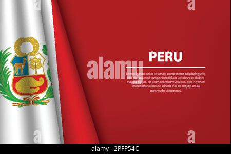 Drapeau d'onde du Pérou avec arrière-plan copyspace. Modèle de bannière ou de ruban vectoriel pour le jour d'indépendance Illustration de Vecteur