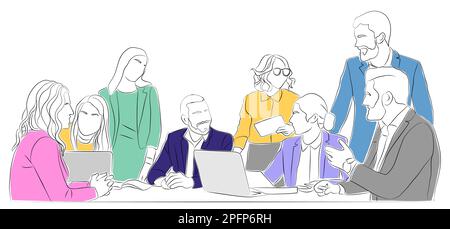Les membres de l'équipe d'affaires travaillent ensemble à la mise en plan vectorielle Illustration de Vecteur