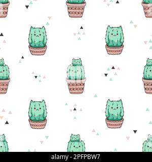 Motif sans couture avec adorable cactus. Arrière-plan vectoriel. Illustration de Vecteur