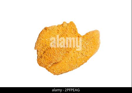 Steak de viande pané Wiener Schnitzel cru. Isolé sur fond blanc Banque D'Images