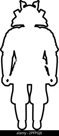 Samouraï japonais guerre héros silhouette guerrier contour contour contour ligne icône noir couleur vecteur illustration image mince plat style simple Illustration de Vecteur