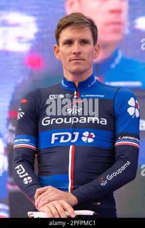 Abbiategrasso, Italie. 18th mars 2023. Arnaud Demare, équipe Groupama-FDJ pendant Milano-Sanremo, randonnée à vélo dans la rue à Abbiategrasso, Italie, 18 mars 2023 crédit: Agence de photo indépendante/Alamy Live News Banque D'Images